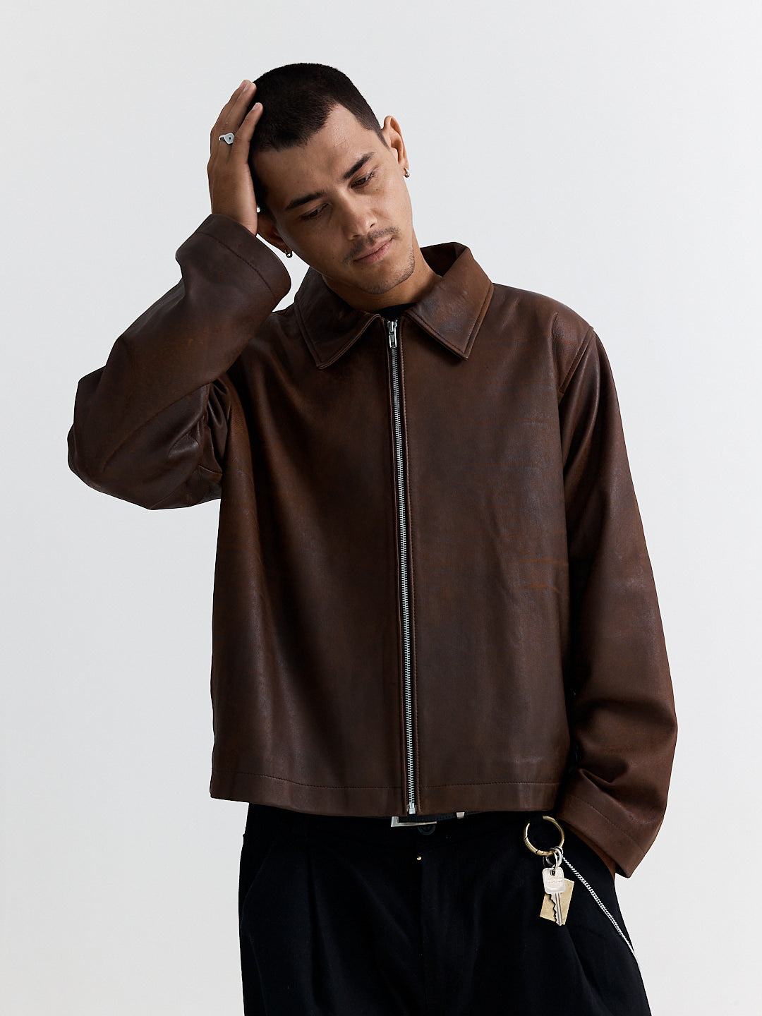 LEATHER JACKET BROWN