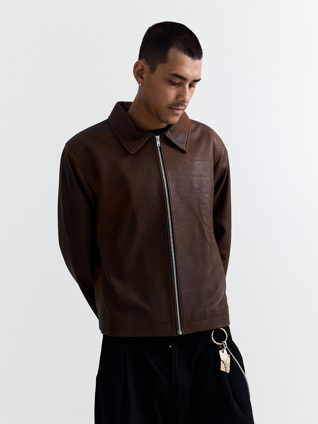 LEATHER JACKET BROWN