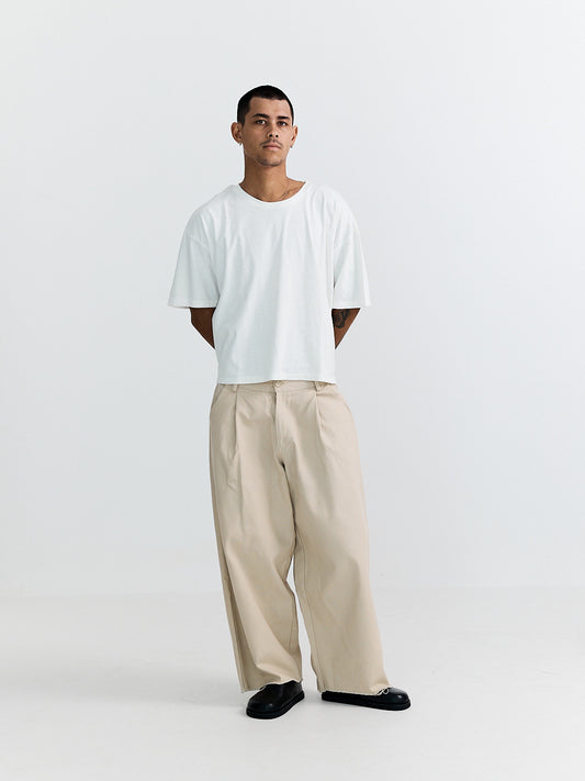 COTTON CANVAS TROUSER CREAM