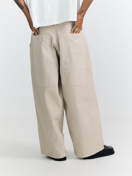 COTTON CANVAS TROUSER CREAM